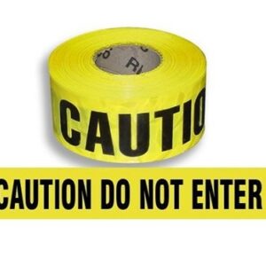 Bright yellow caution tape; DO NOT ENTER.