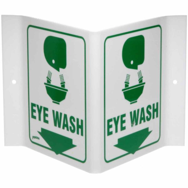 green 3D eye wash station sign