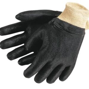 Double-dipped PVC Gloves Jersey Lining w/ Knit Wrist