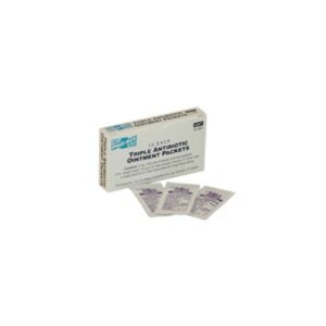 Contains 12 First Aid Antibiotic ointment packets to help prevent infection in minor cuts, scrapes and burns. (min. weight, 0.5gm)