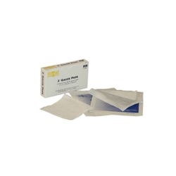 contains four sterile gauze pads. 3" x 3" 7.62cm x 7.62cm